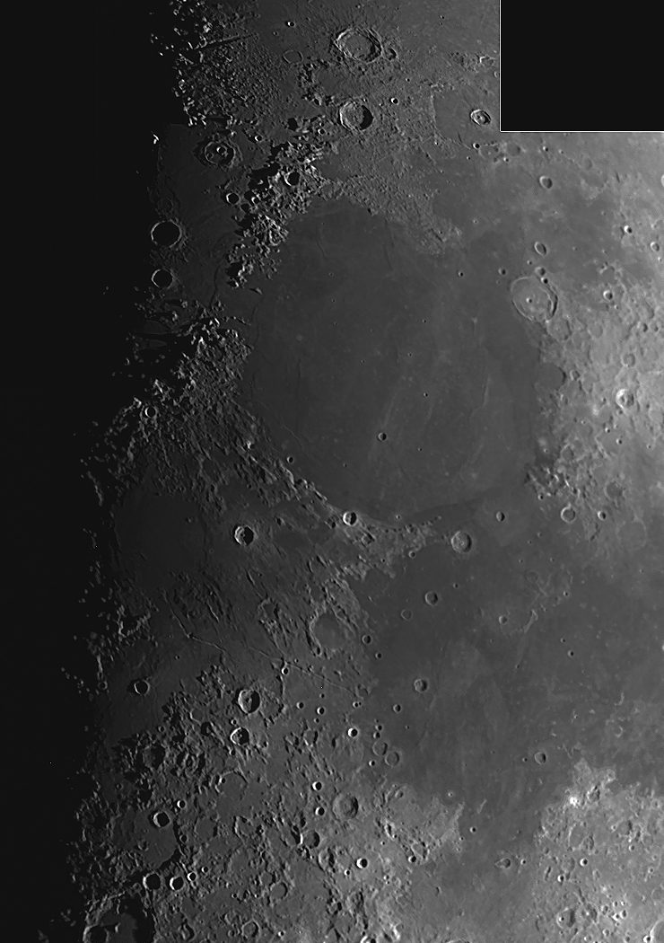 Séptimo día lunar, Mare Serenitatis y alrededores.