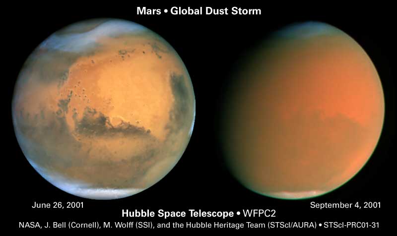 tormenta de polvo en Marte
