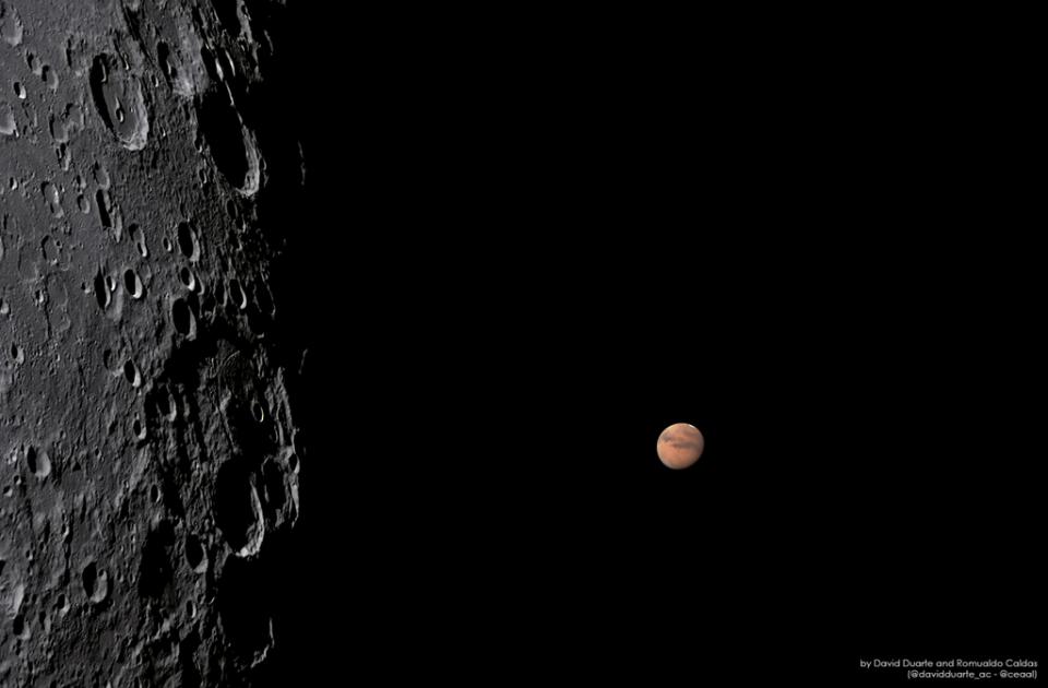 Marte junto a la Luna justo antes de ser ocultado