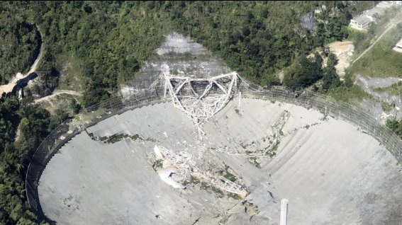 El fin del radiotelescopio de Arecibo Telescopio de Arecibo destruido