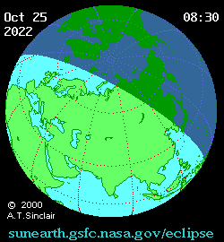 animación del eclipse solar parcial del 25 de octubre de 2022