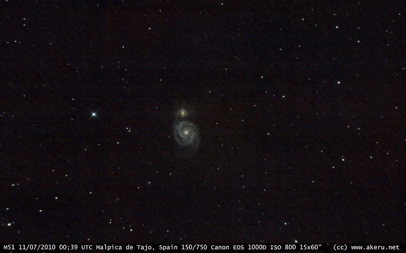 Una de mis primeras imágenes de M51, la galaxia del remolino
