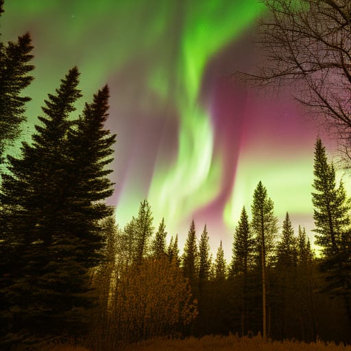 aurora boreal sobre un bosque
