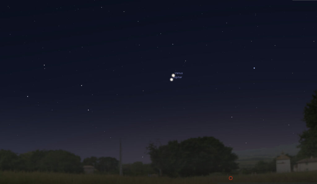 Venus y Júpiter muy cerca en el cielo conjunción de venus y Júpiter