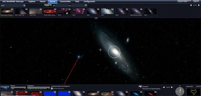 telescopios virtuales online de World Wide Telescope
